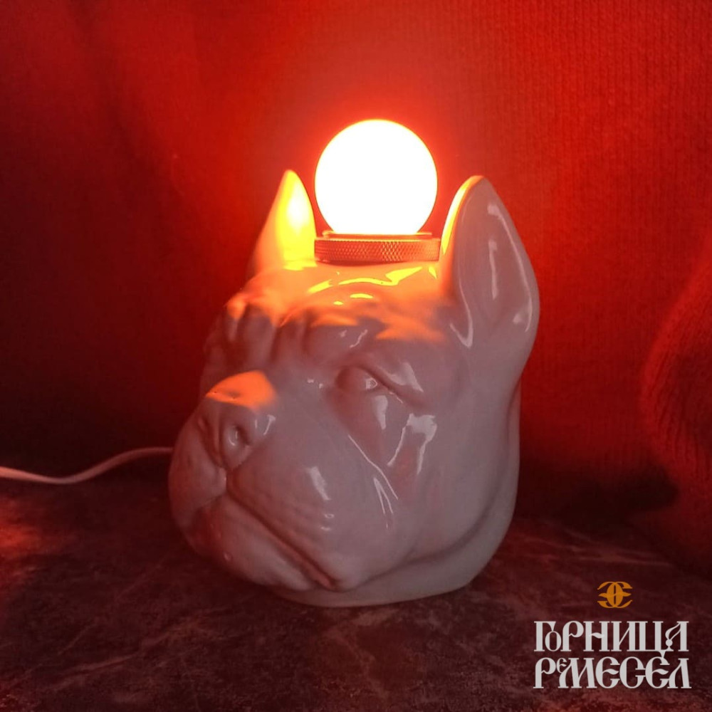 Керамический  настольный светильник "Собака" фото-5