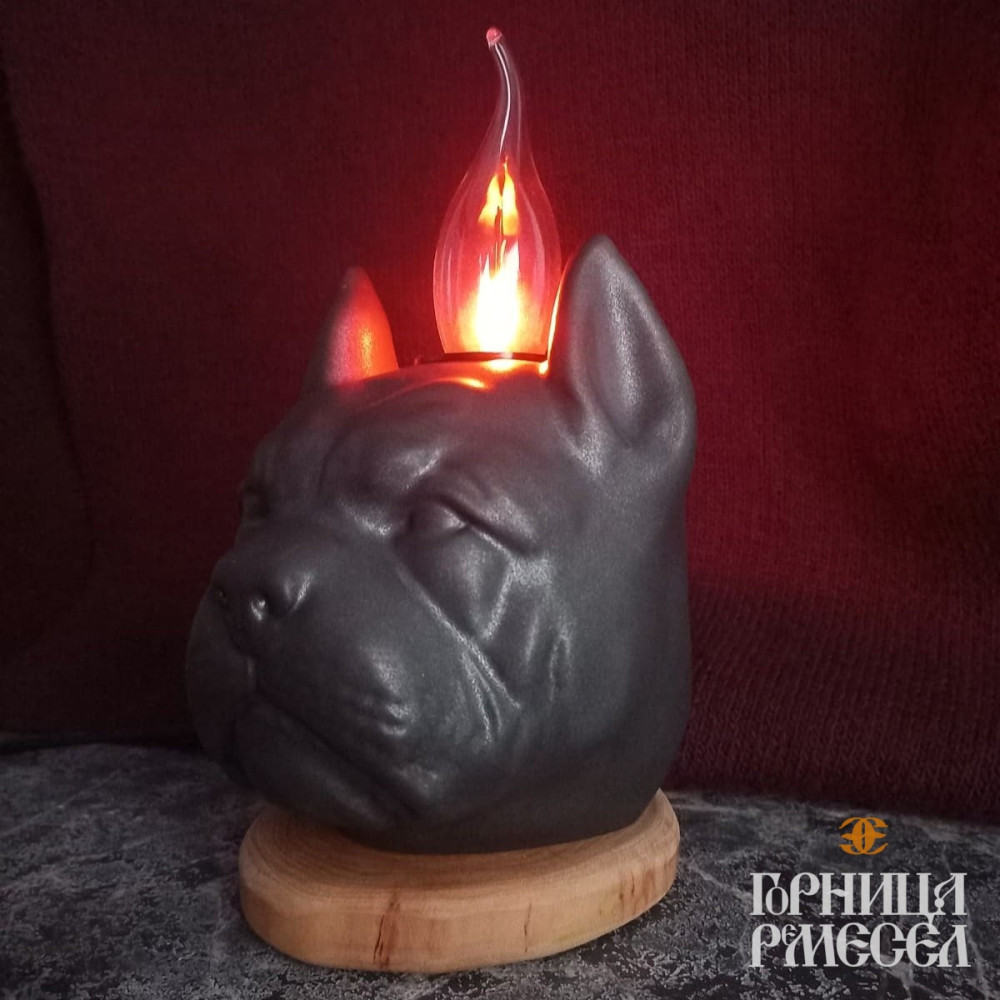 Керамический  настольный светильник "Собака" фото-2