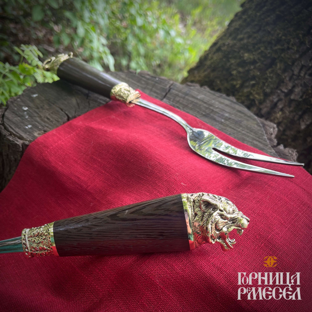 Вилка для мяса ручка дерево "Большие звери" фото-3