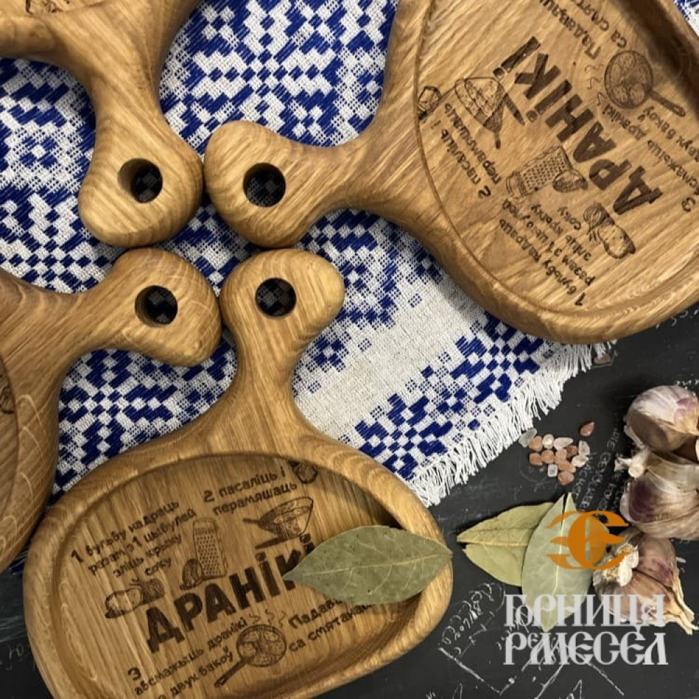 Деревянная тарелка с ручкой «Рецепты белорусской кухни», д. 14 фото-3