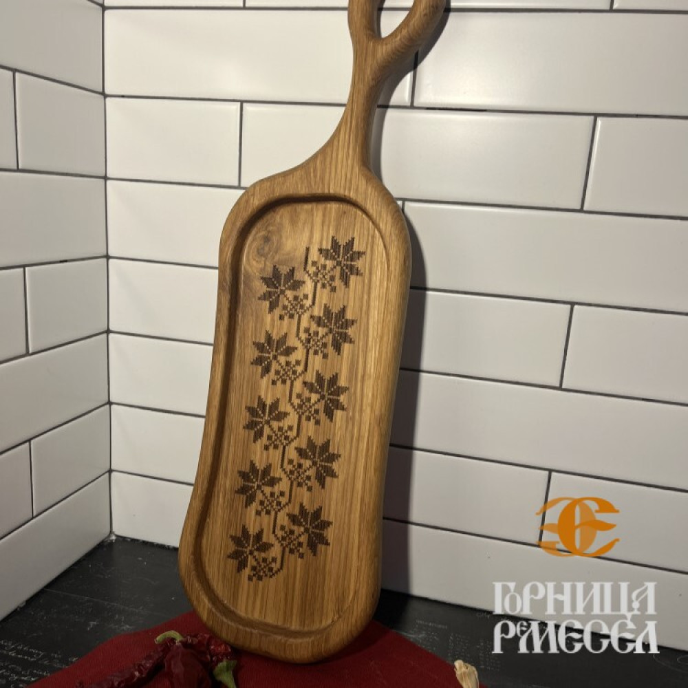 Деревянная тарелка с ручкой «Белорусский орнамент», ш.16 фото-4