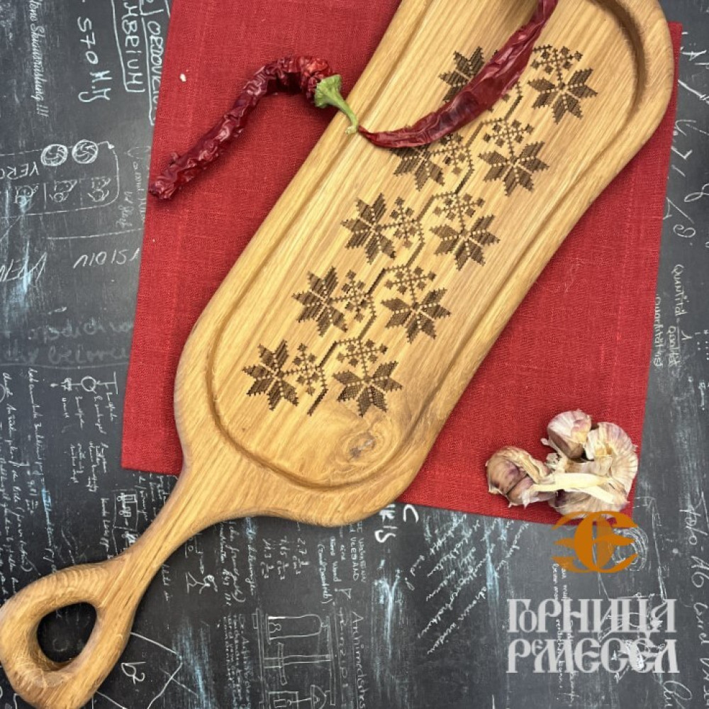 Деревянная тарелка с ручкой «Белорусский орнамент», ш.16 фото-3