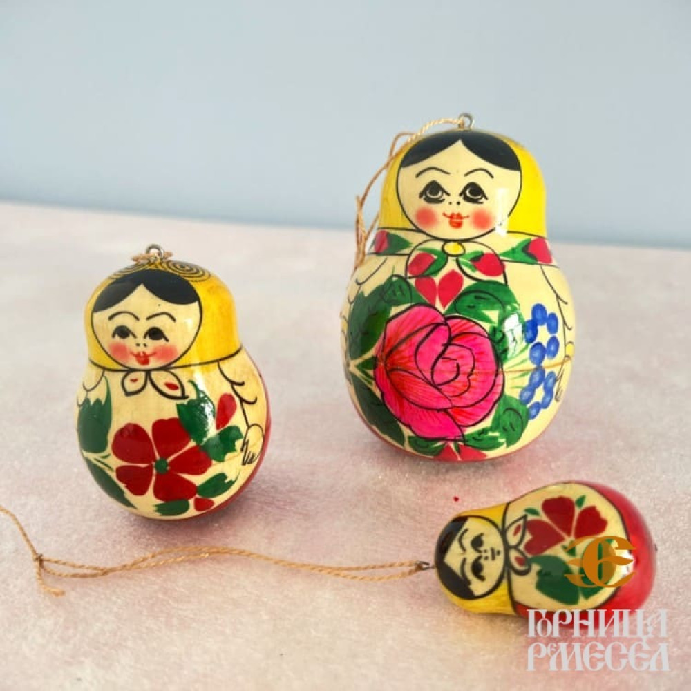 Новогодняя игрушка "Матрешка" 3 пр. - фото1 Новогодняя игрушка "Матрешка" 3 пр. - фото1