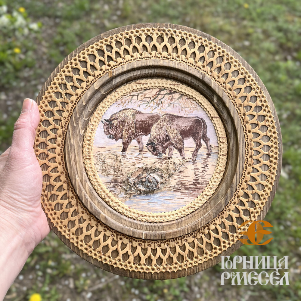 Тарелка "Зубр" большая (береста) фото-4