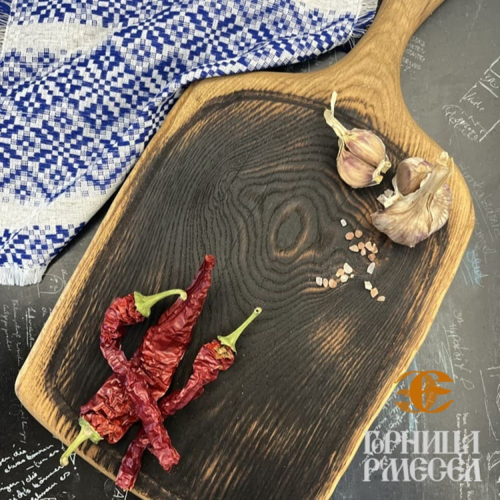 Деревянная доска с ручкой c обжигом, 48-27 см. фото-3