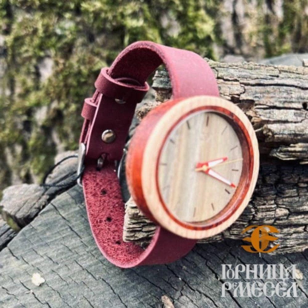 Наручные часы из дерева (корпус- экзотический, африканский падук) - фото2 Наручные часы из дерева (корпус- экзотический, африканский падук) - фото2