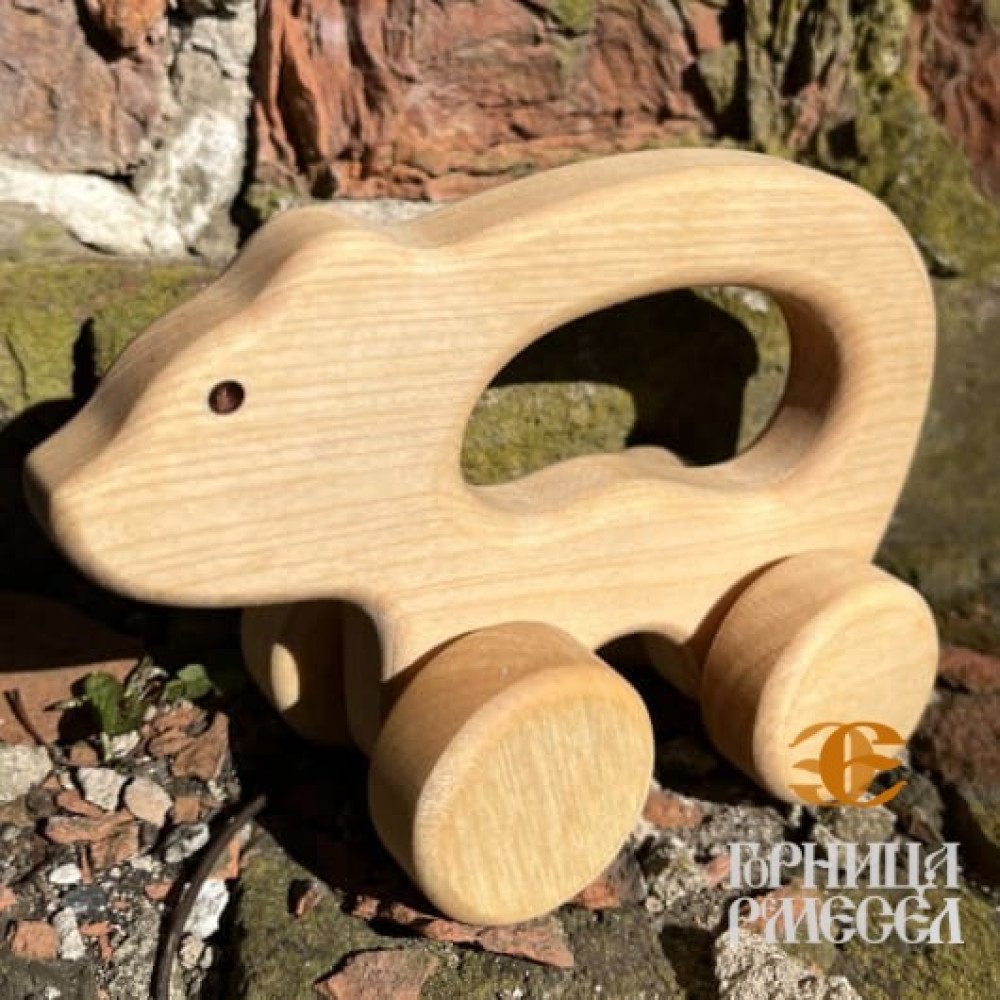 Каталка деревянная "Мишка" - фото1 Каталка деревянная "Мишка" - фото1