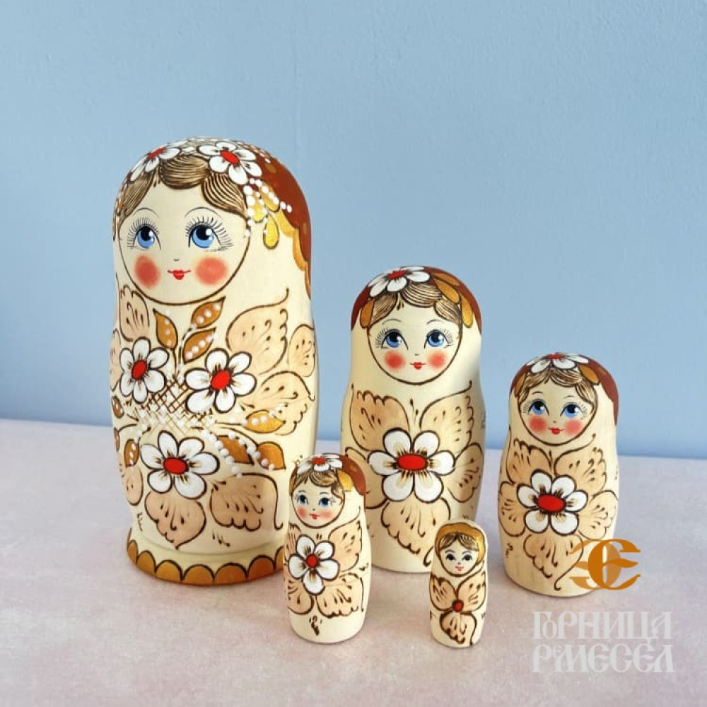 Матрешка "Россияночка" 5 кукольная, б/р. - фото1 Матрешка "Россияночка" 5 кукольная, б/р. - фото1