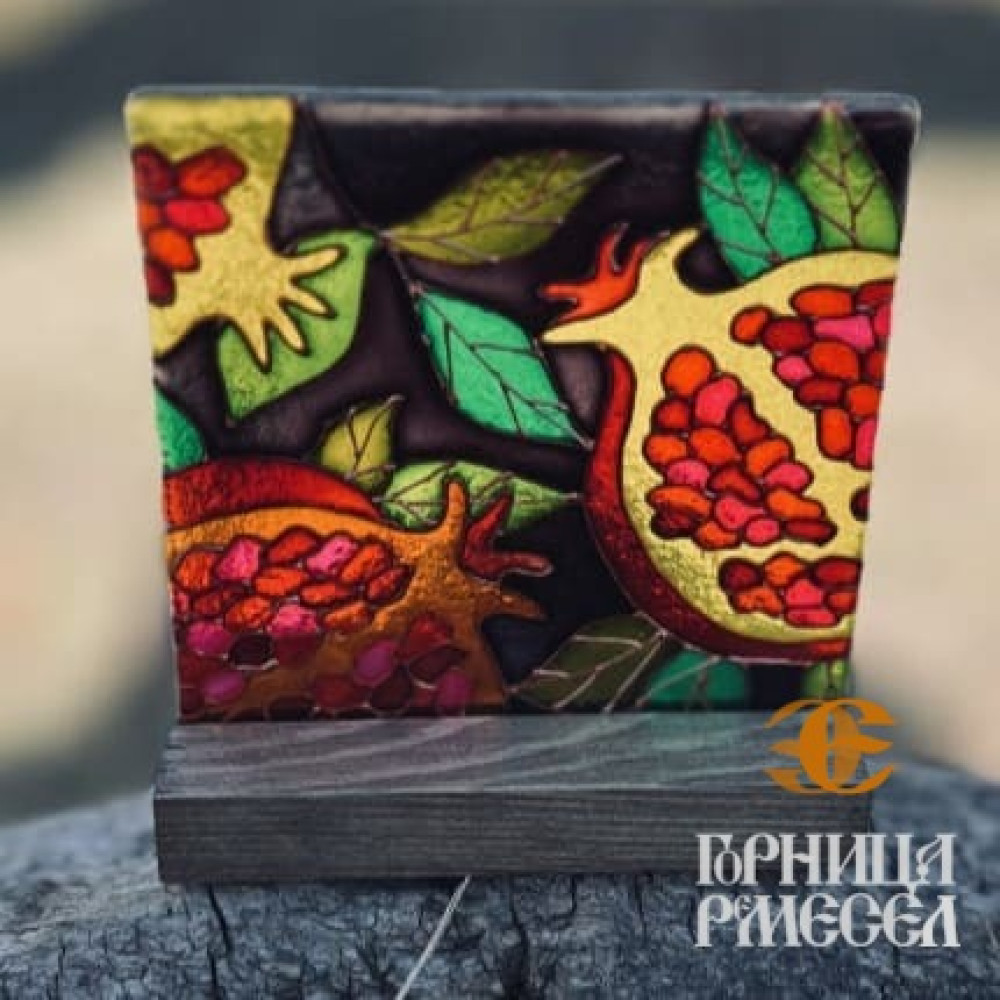  Ловец солнца "Гранат",  роспись по стеклу на деревянной подставке фото-3