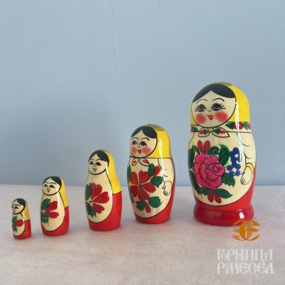 Матрешка "Россияночка" 5 кукольная, 11 см - фото2 Матрешка "Россияночка" 5 кукольная, 11 см - фото2