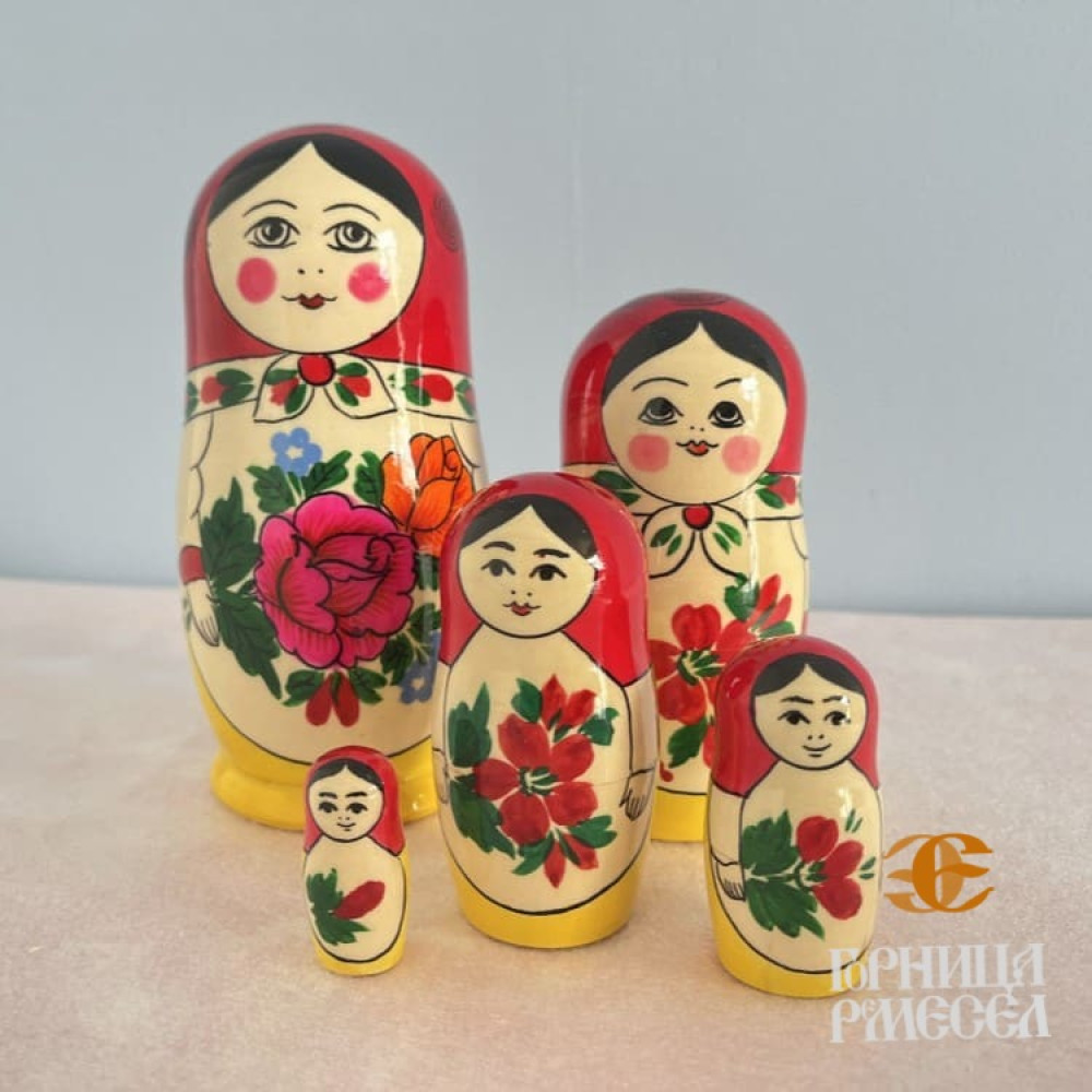 Матрешка "Россияночка" 5 кукольная большого размера - фото2 Матрешка "Россияночка" 5 кукольная большого размера - фото2