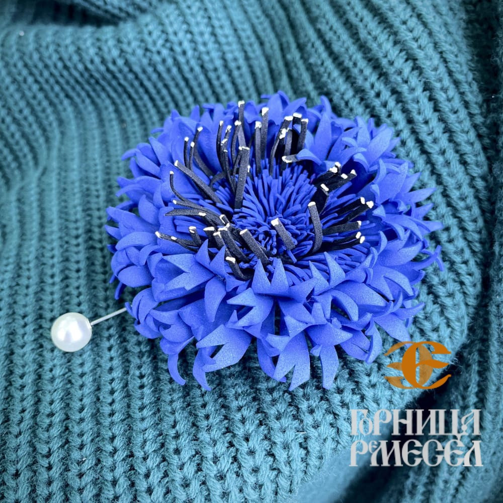 Заколка-брошь "Василек"(большой из фоамирана) - фото2