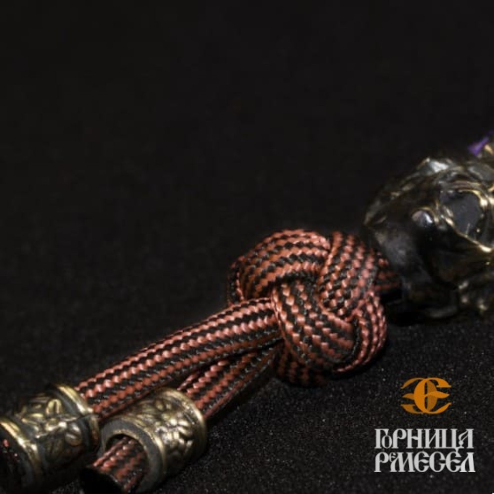 Бусина с паракордом "Карта Джокера", латунь фото-2