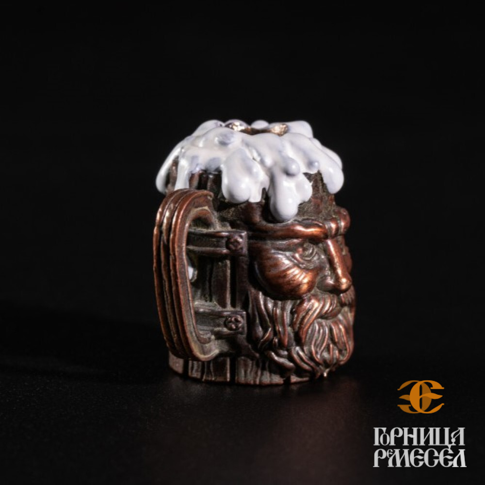 Бусина с паракордом "Пивная кружка", бронза фото-5