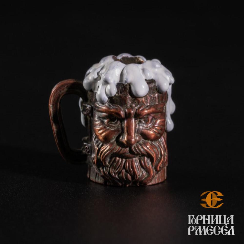Бусина с паракордом "Пивная кружка", бронза фото-4
