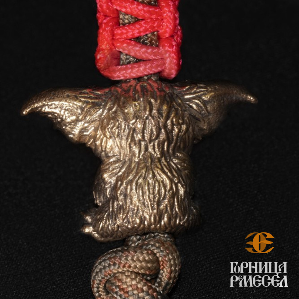 Бусина с паракордом "Могвай", бронза фото-2