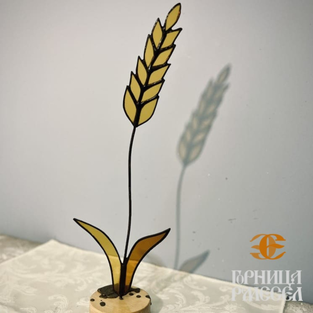 Витражный сувенир "Каласок" в технике "Тиффани" на деревянной подставке - фото2 Витражный сувенир "Каласок" в технике "Тиффани" на деревянной подставке - фото2