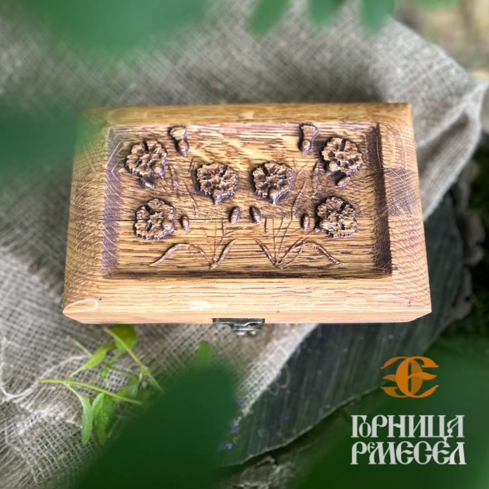 Шкатулка «Васильки»,  дуб, 180x110x70 мм фото-3