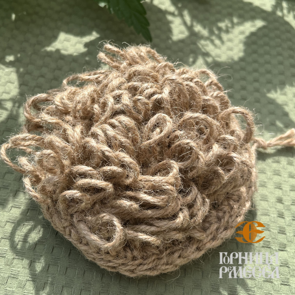 Мочалка из джута крючком на руку (круглая) фото-3