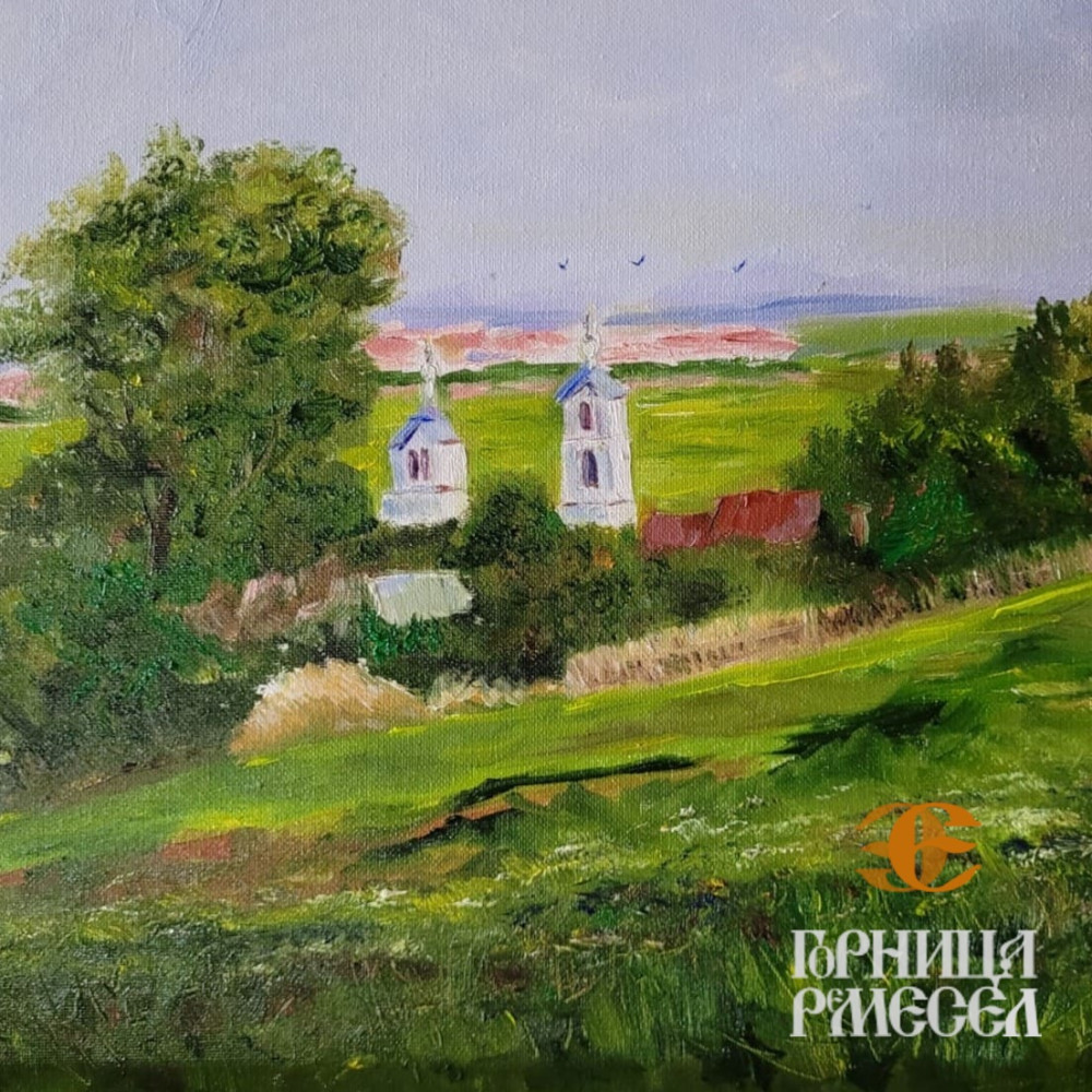 Картина "Село родное", 35*45, масло - фото2