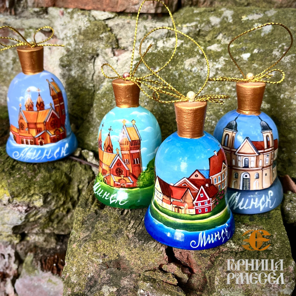 Колокольчик с видами Минска в ассорт. (нат.дерево, ручная роспись) - фото2