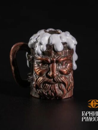 Бусина с паракордом "Пивная кружка", бронза