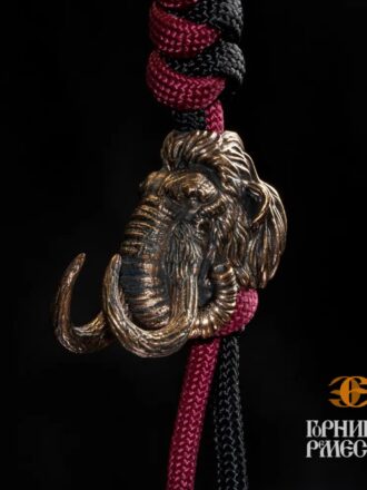 Бусина с паракордом "Мамонт", бронза
