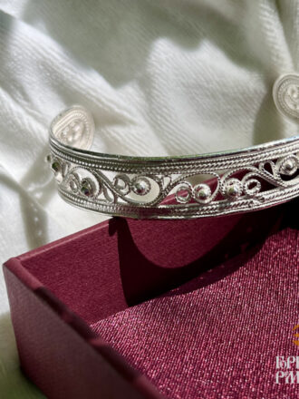 Браслет из серебра 925 пробы «Вьюнок»: ручная работа, казаковская филигрань.