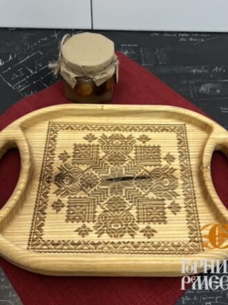 Деревянный поднос «Белорусский орнамент» овальный