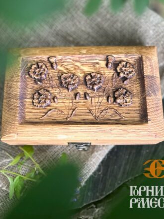 Шкатулка «Васильки», дуб, 180x110x70 мм