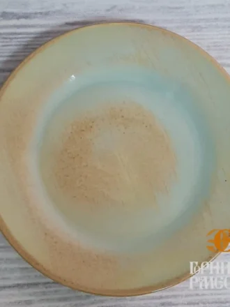 Фарфоровая тарелка Ristorante (200 мм) из коллекции VINTAGE BEIGE. Бежевая глянцевая поверхность с потёртостями. Для дома и бизнеса.