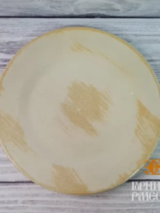Тарелка Ristorante 240 мм, VINTAGE BEIGE: фарфор, бежевый глянец, потёртости. Для сервировки закусок, десертов, основных блюд. Можно в СВЧ и посудомойку.