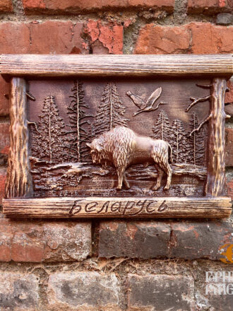 Панно "Зубр", 370*260*30мм (ольха)