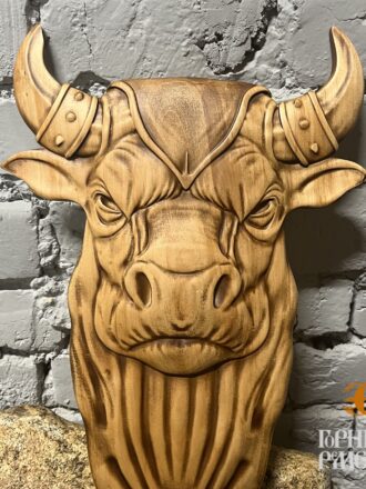 Панно "Бык", 390*270*30мм, натуральное дерево