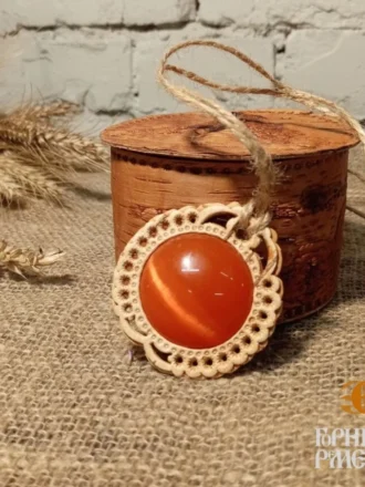 гердан из дерева и янтаря, этнический стиль, ручная работа.