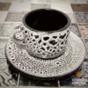 Эстетичная кофейная пара из фарфора «Мрамор» — для подачи эспрессо и чая.