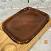 Керамическое блюдце прямоугольной формы (18×14 см) из коллекции «Былина» — жаропрочное, с эффектом состаренности, для сервировки и подачи десертов.