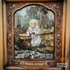 Резная деревянная икона Серафима Саровского из ольхи с росписью и патинированием, размер 290×345×45 мм